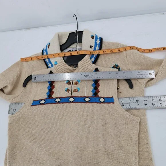 Vintage Storybook Knits Cardigan Sweater womens small Indian children 2 piece - Picture 9 of 11